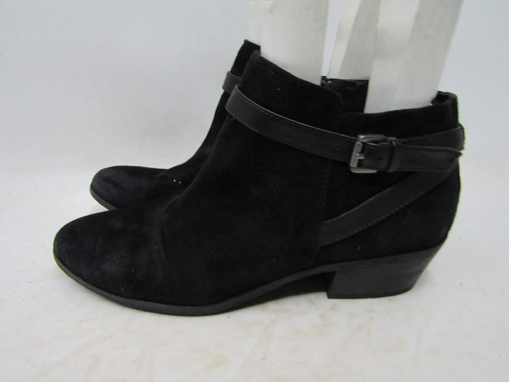 Sam Edelman Womens Sz 9.5 M Black Suede Zip Buckle Ankle Fashion Boots Bootie